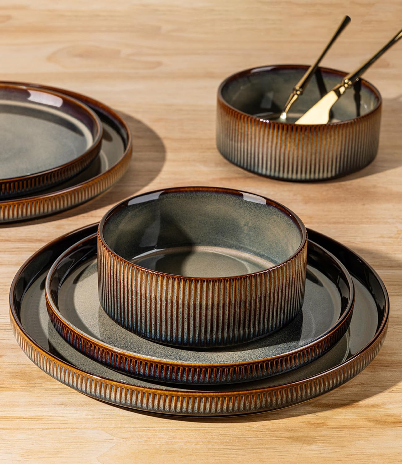 TheTerra 401 Dinnerware Sets for 4,Coca Mocha