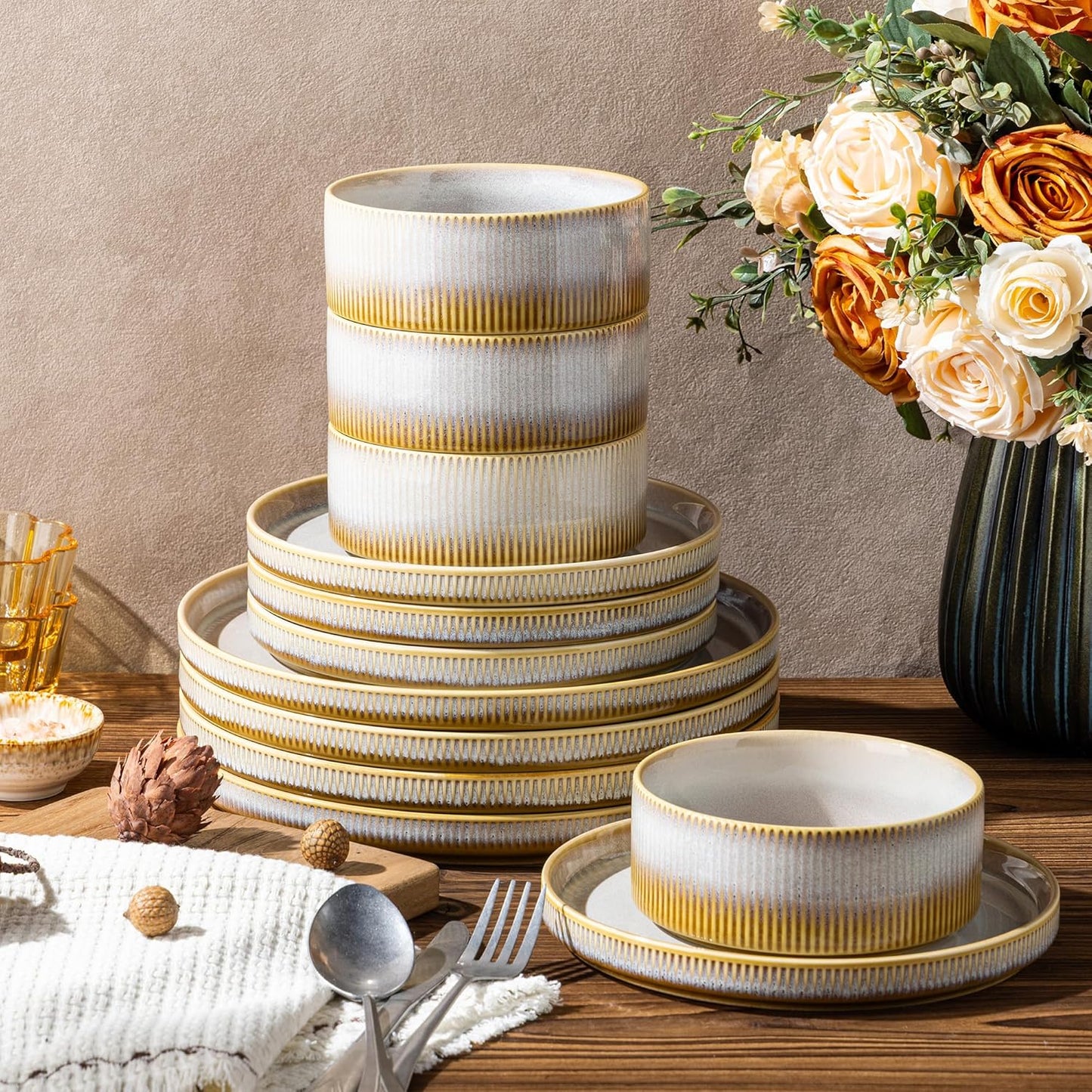 TheTerra 401 Dinnerware Sets for 4,Autumn Haze