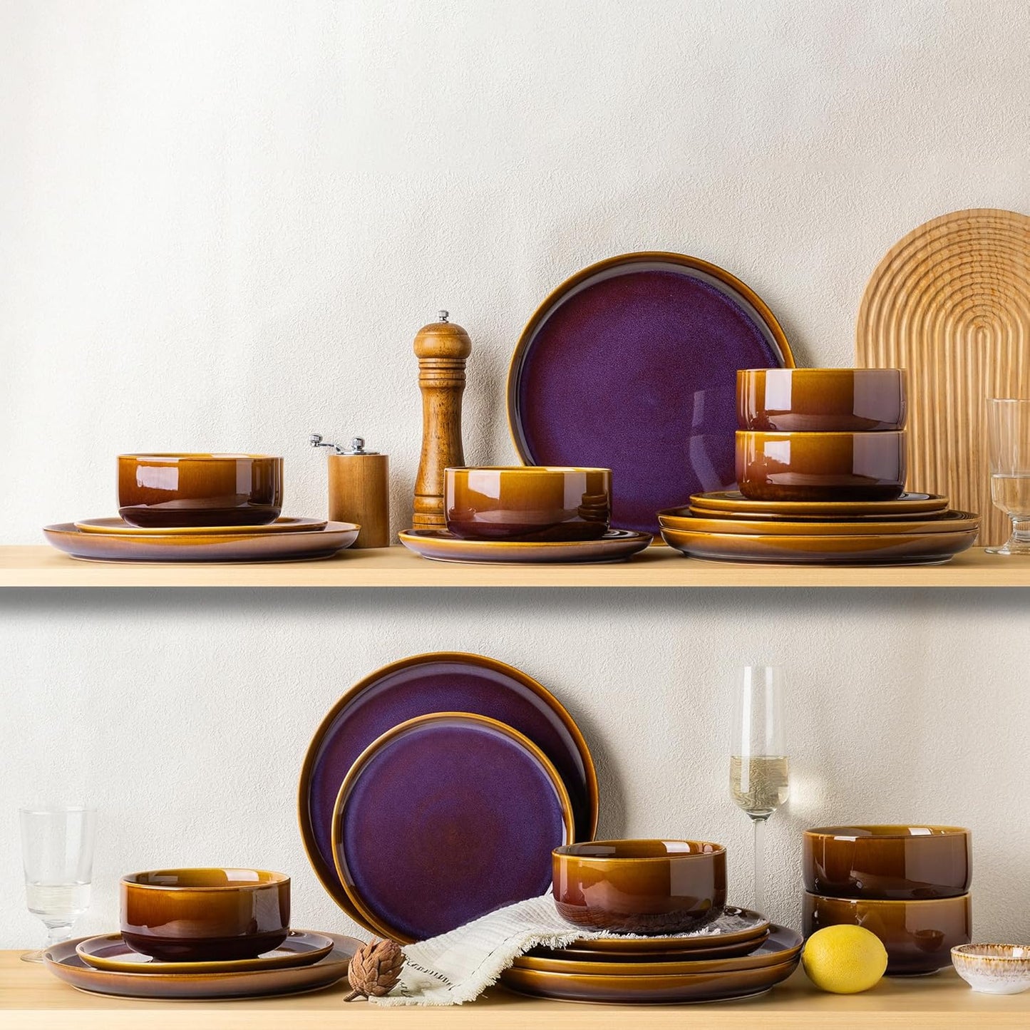 TheTerra 407 Dinnerware Sets for 4,Amber Amethyst