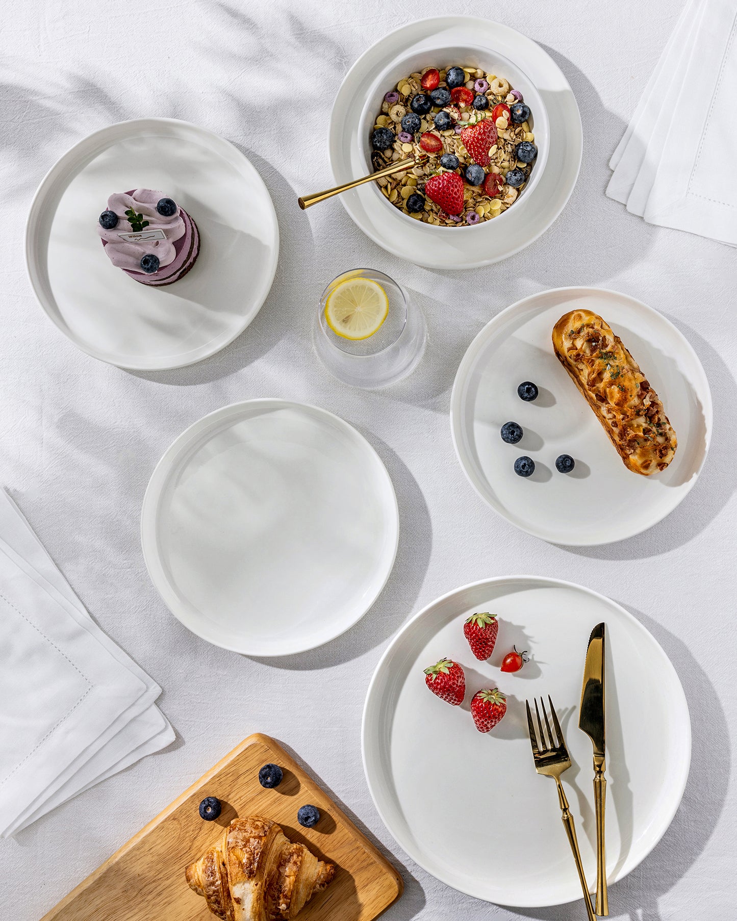 TheTerra Ceramic Dinnerware Sets for 4, 12 Pieces Porcelain Lightweight Plates and Bowls Sets, Scratch Resistant Dish Set, Oven & Microwave & Dishwasher Safe, Angel White