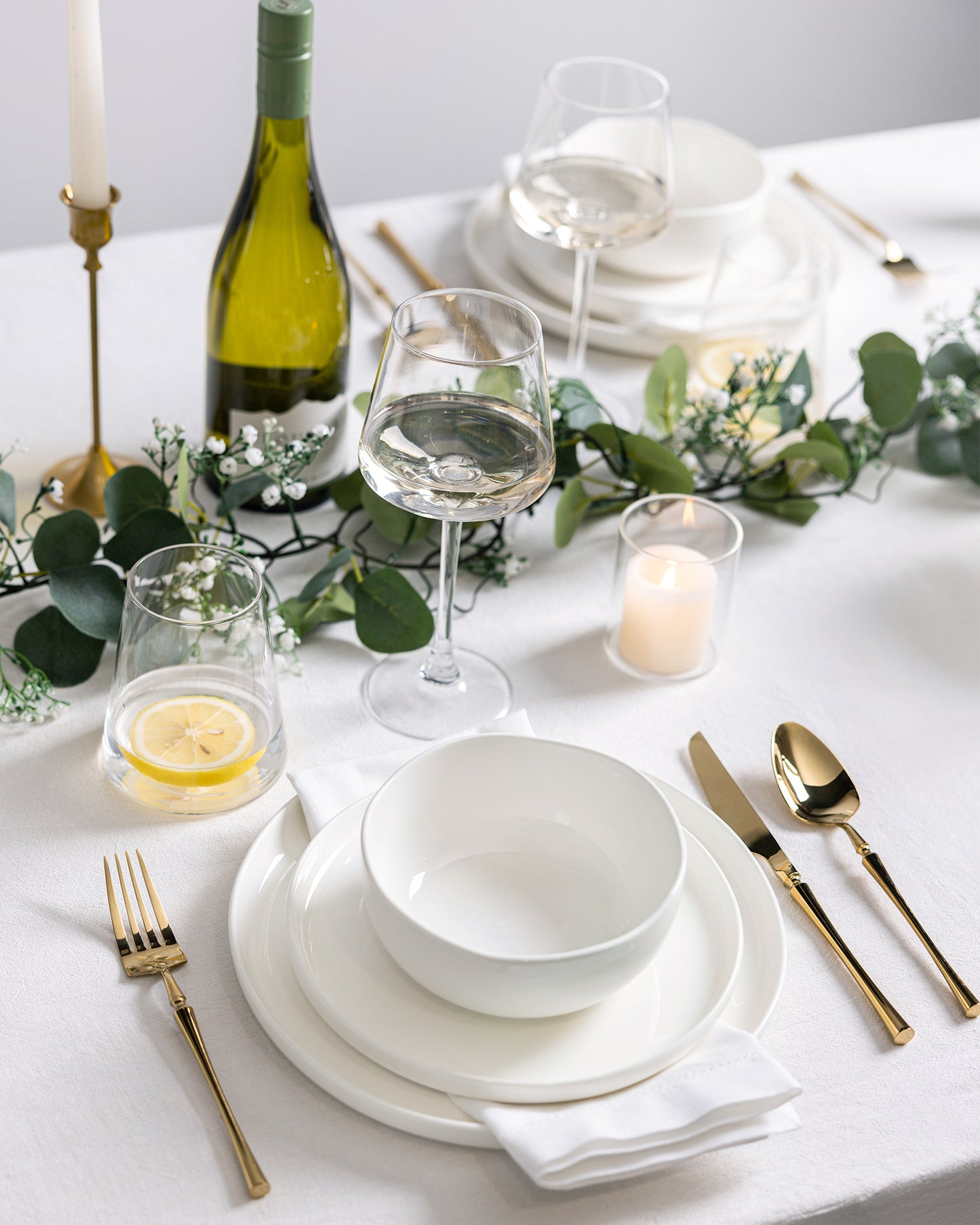 TheTerra Ceramic Dinnerware Sets for 4, 12 Pieces Porcelain Lightweight Plates and Bowls Sets, Scratch Resistant Dish Set, Oven & Microwave & Dishwasher Safe, Angel White