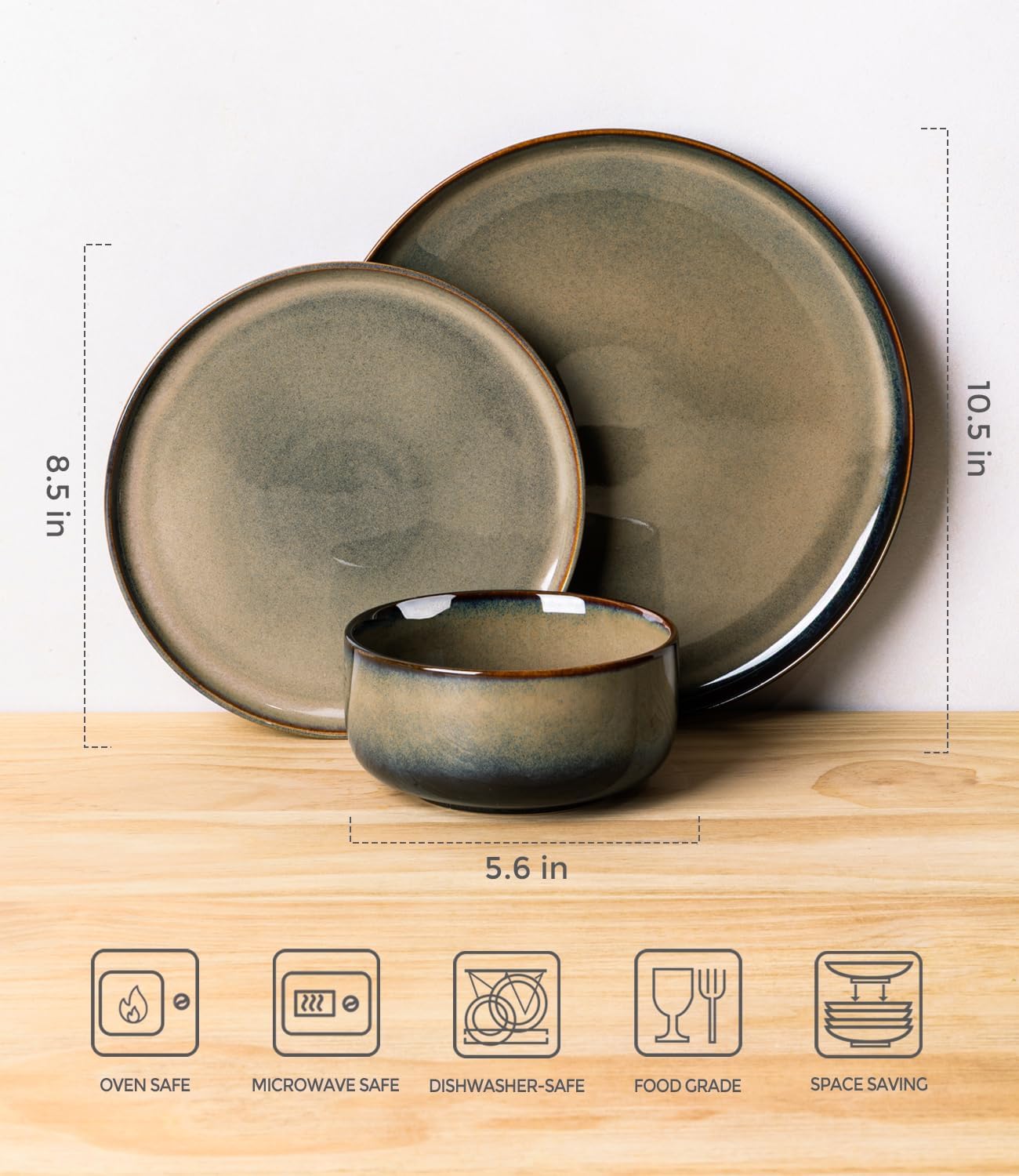 TheTerra 407  Dinnerware Sets for 4,Coca Mocha
