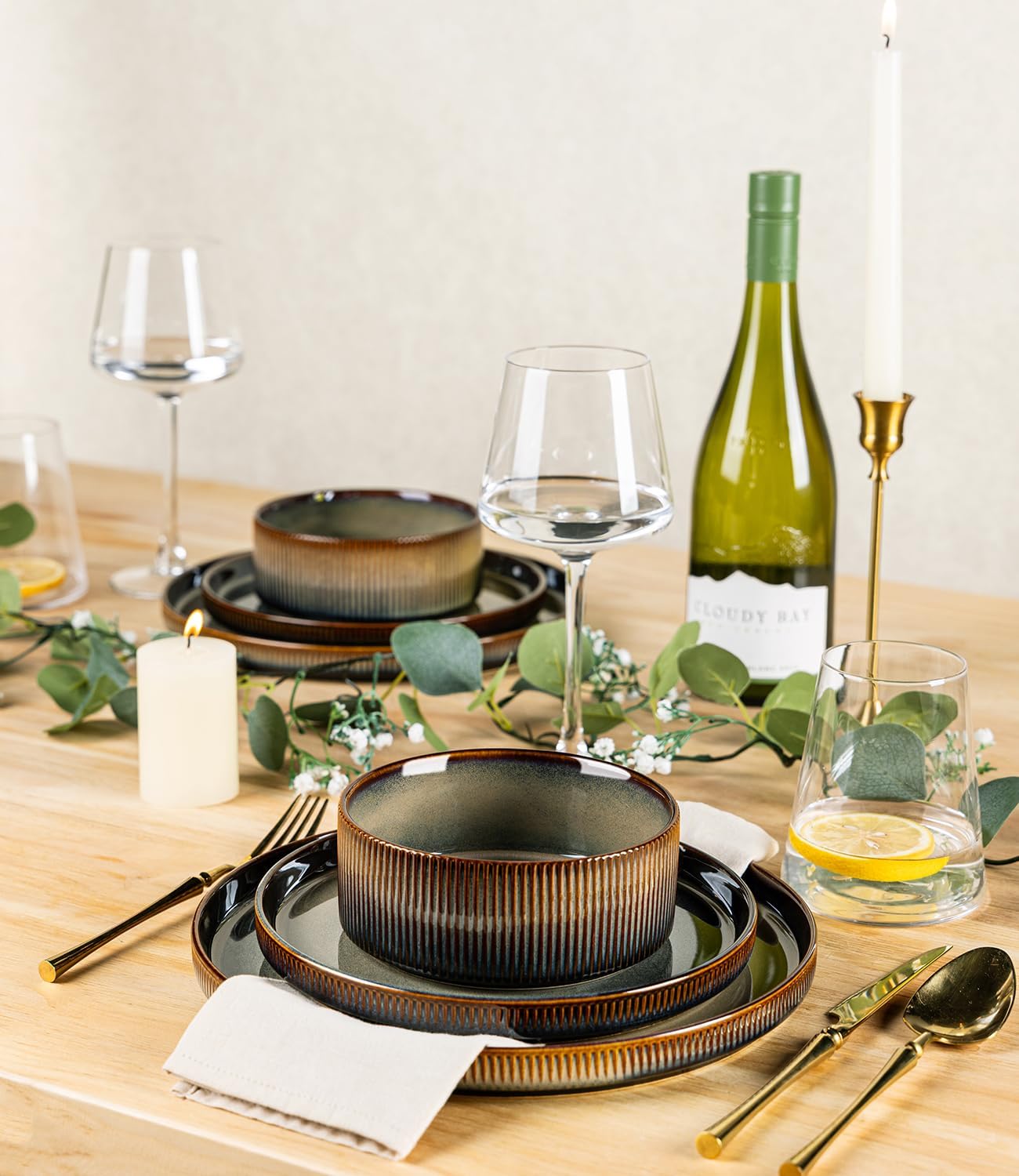 TheTerra 401 Dinnerware Sets for 4,Coca Mocha