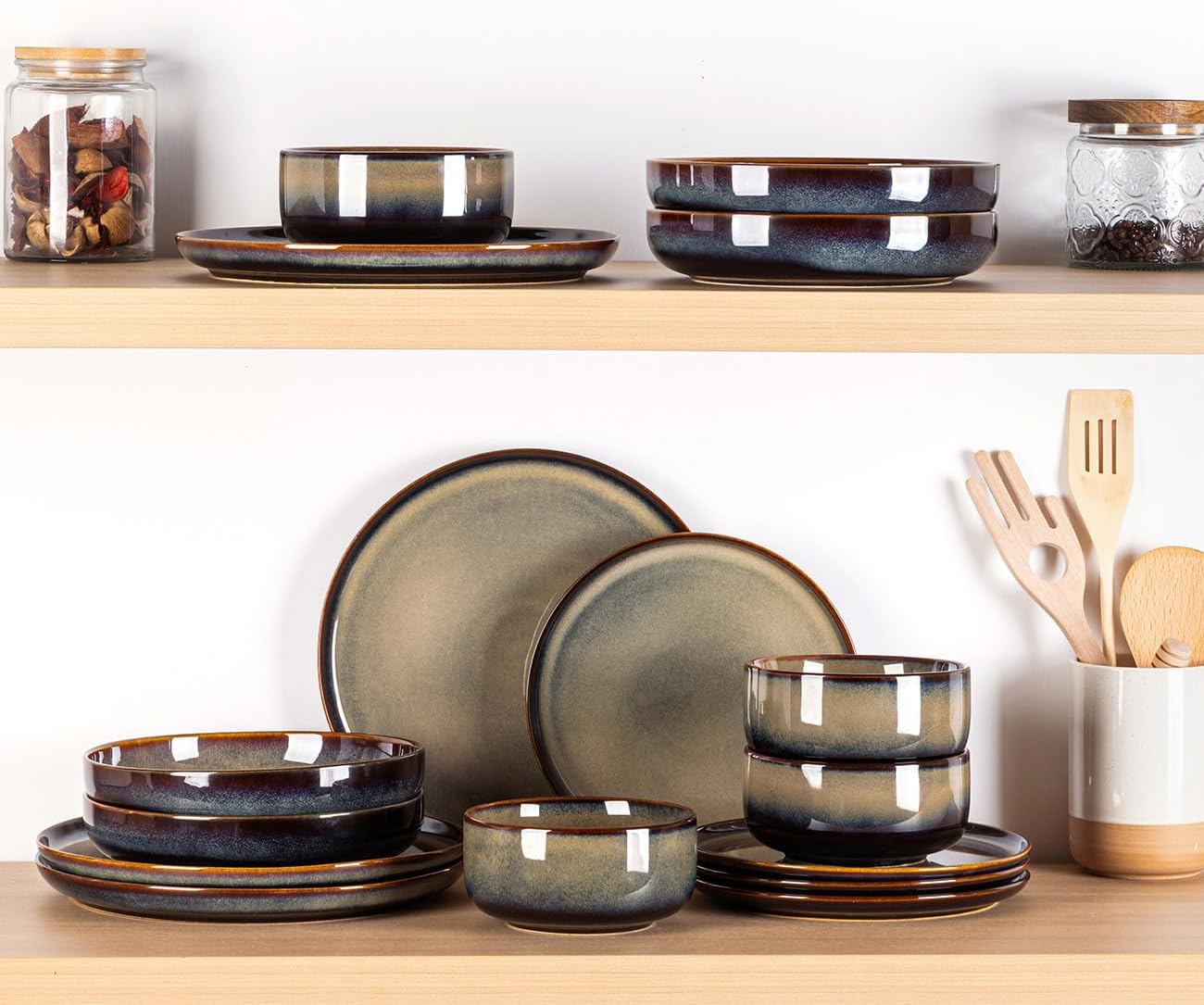 TheTerra 407 Dinnerware Sets for 4,Coca Mocha