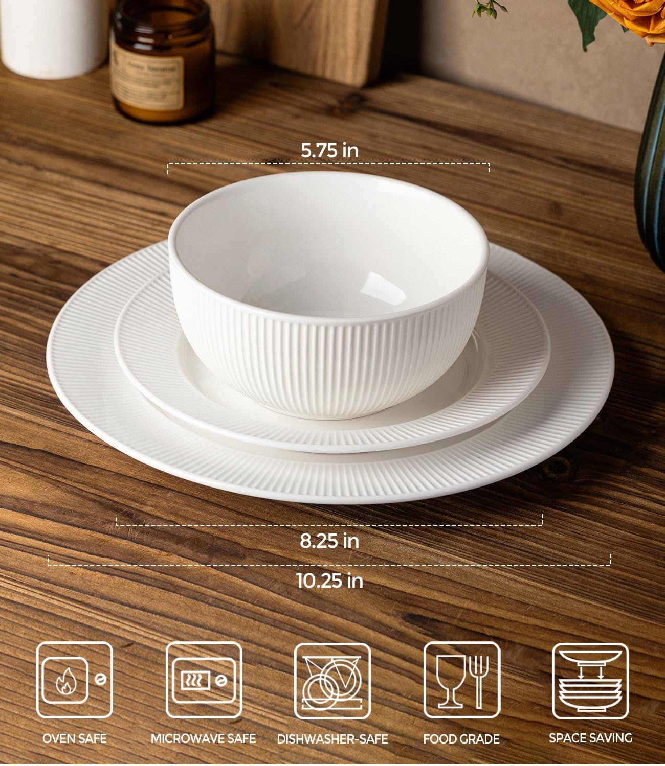 TheTerra 409  Dinnerware Sets for 4,Angel White