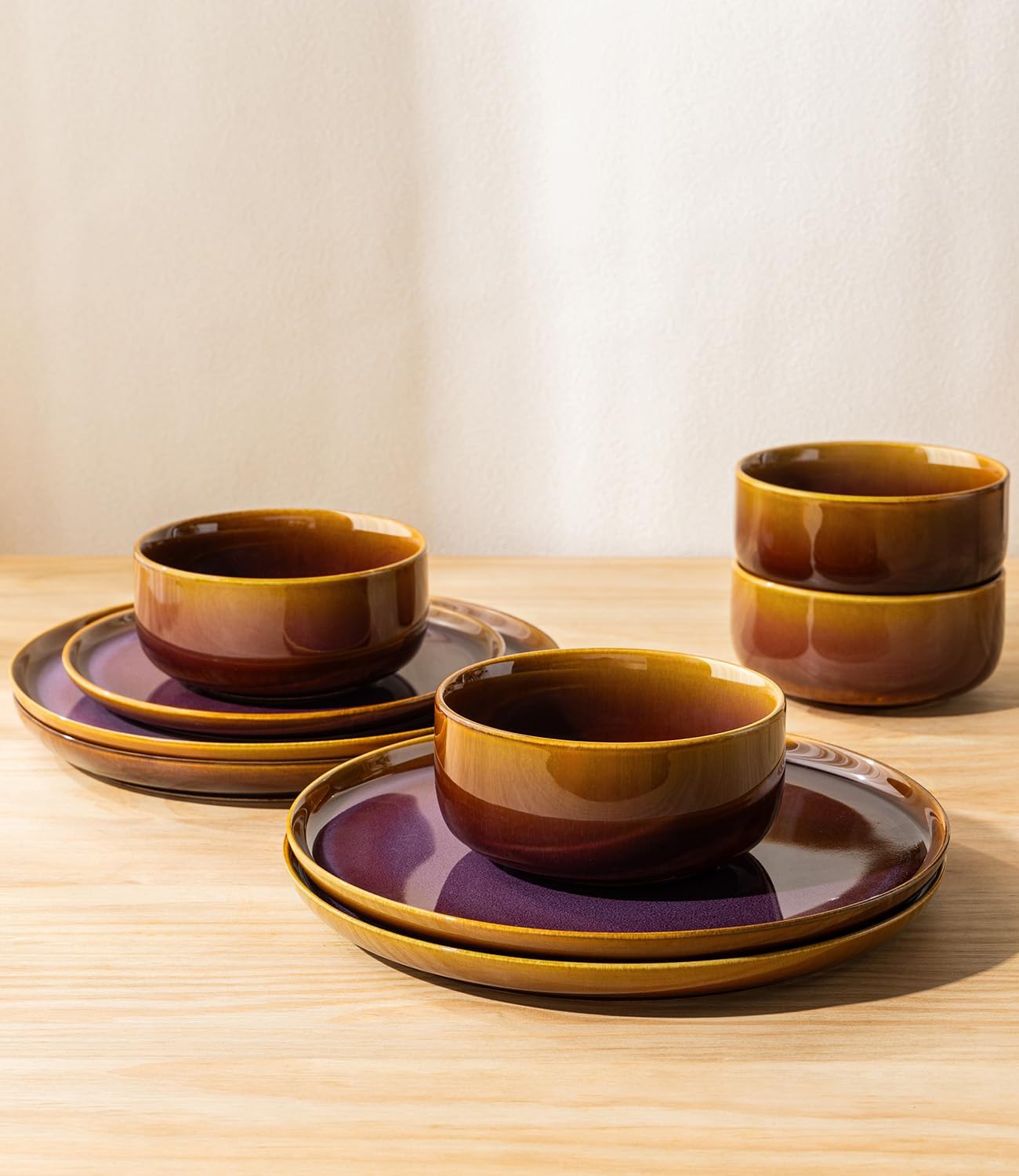 TheTerra 407  Dinnerware Sets for 4,Amber Amethyst