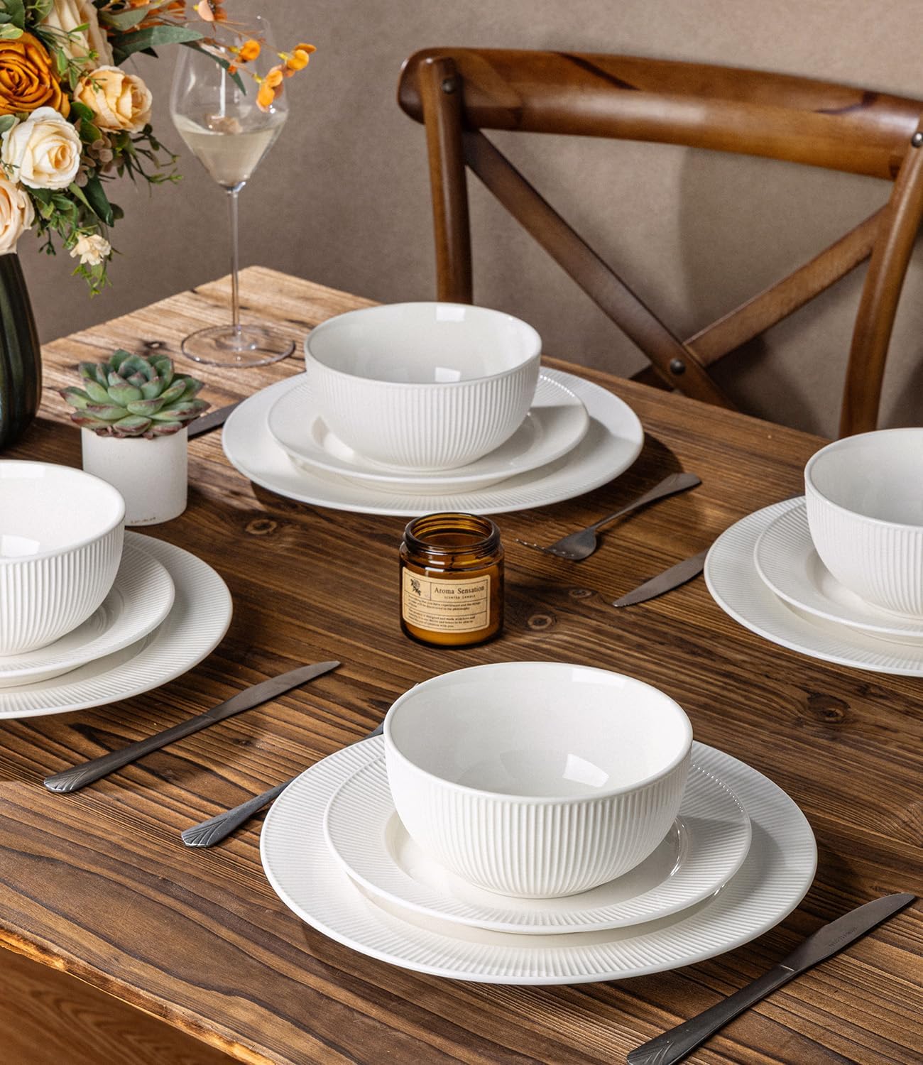 TheTerra 409  Dinnerware Sets for 4,Angel White
