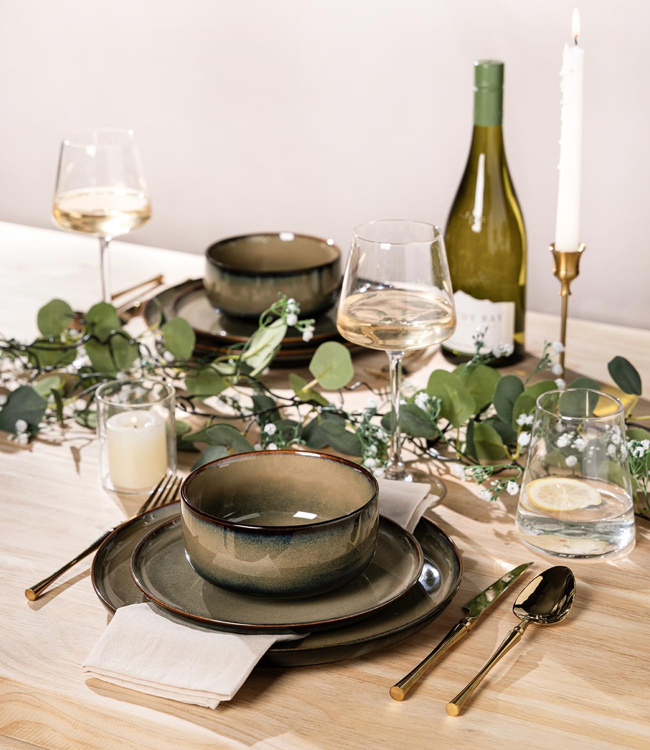 TheTerra 407  Dinnerware Sets for 4,Coca Mocha