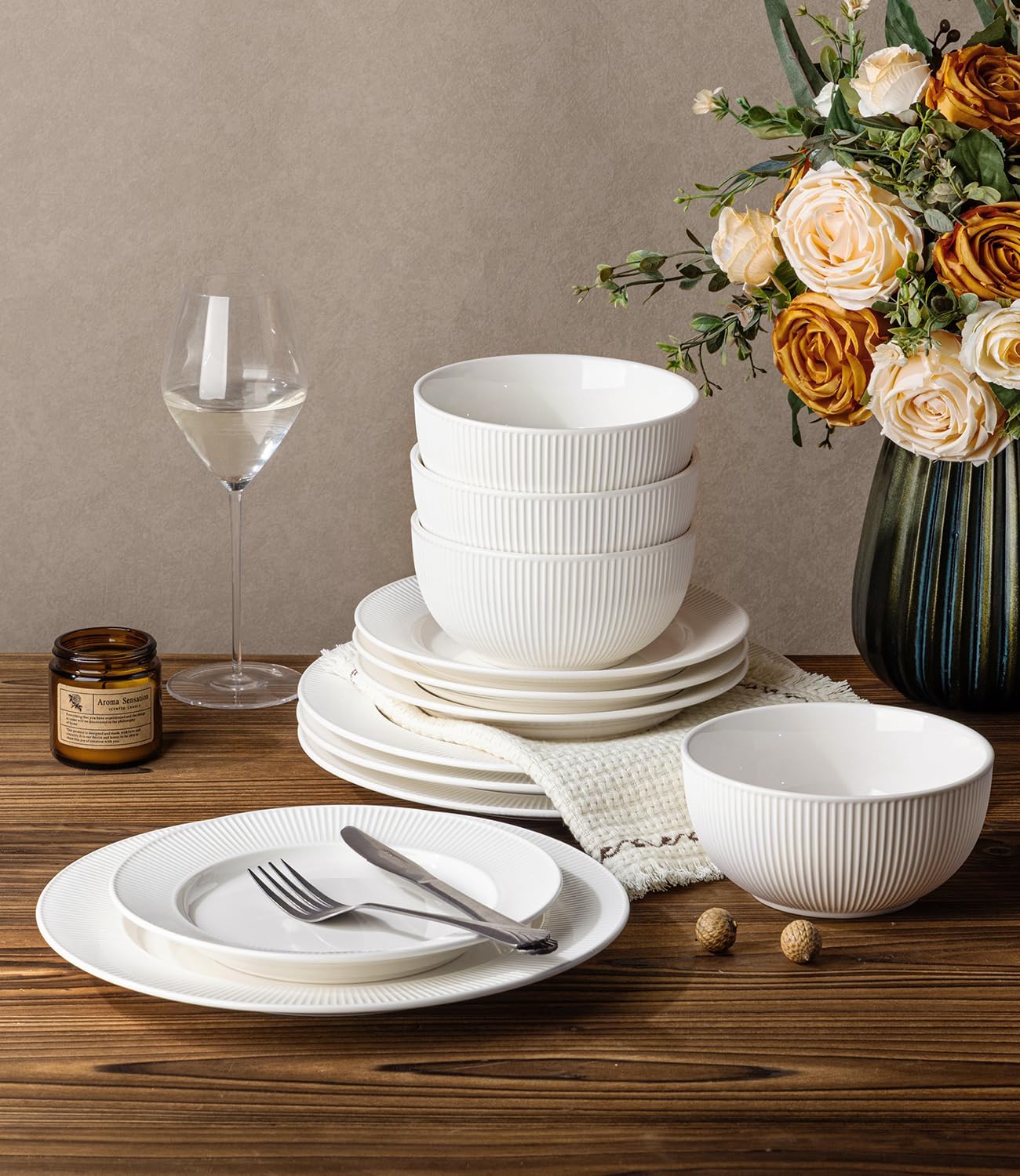 TheTerra 409  Dinnerware Sets for 4,Angel White