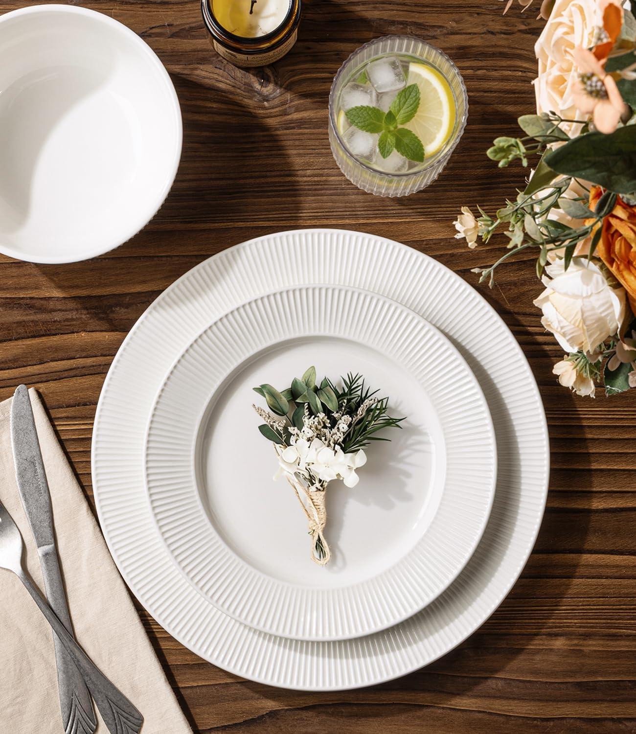 TheTerra 409  Dinnerware Sets for 4,Angel White