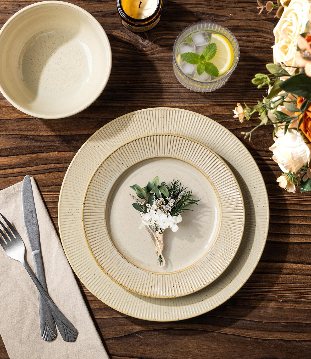 TheTerra 409  Dinnerware Sets for 4,Cappuccino