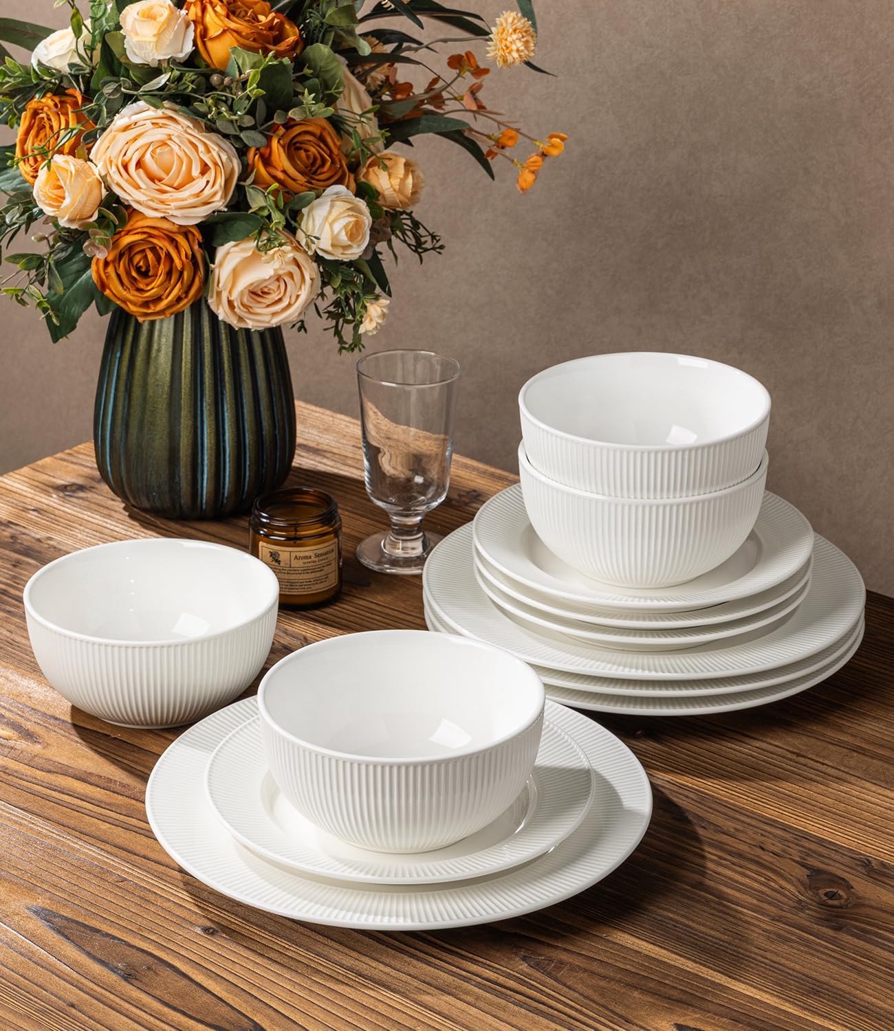 TheTerra 409  Dinnerware Sets for 4,Angel White