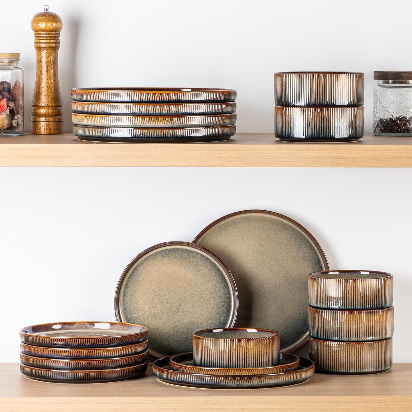 TheTerra 401 Dinnerware Sets for 4,Coca Mocha