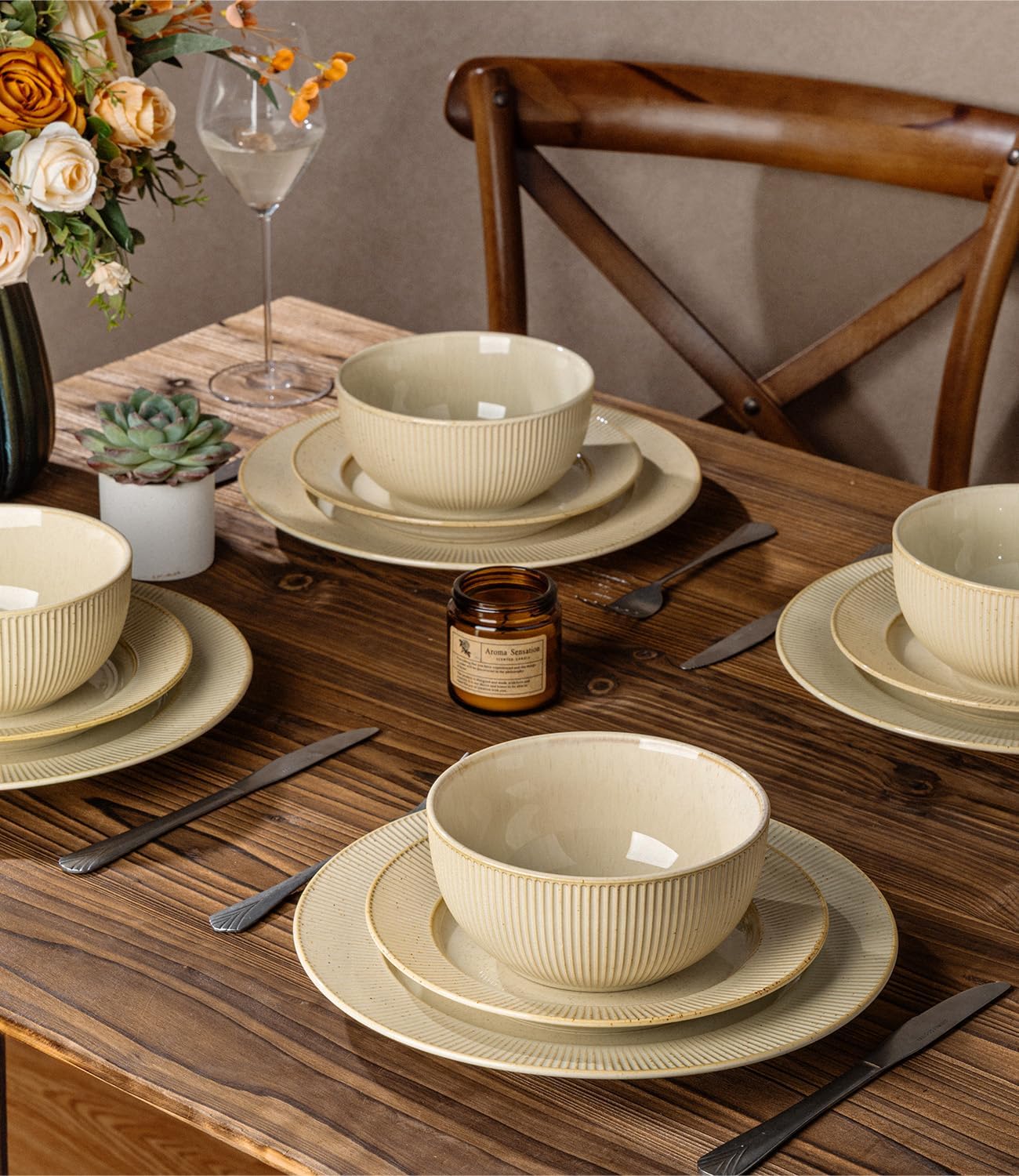 TheTerra 409  Dinnerware Sets for 4,Cappuccino