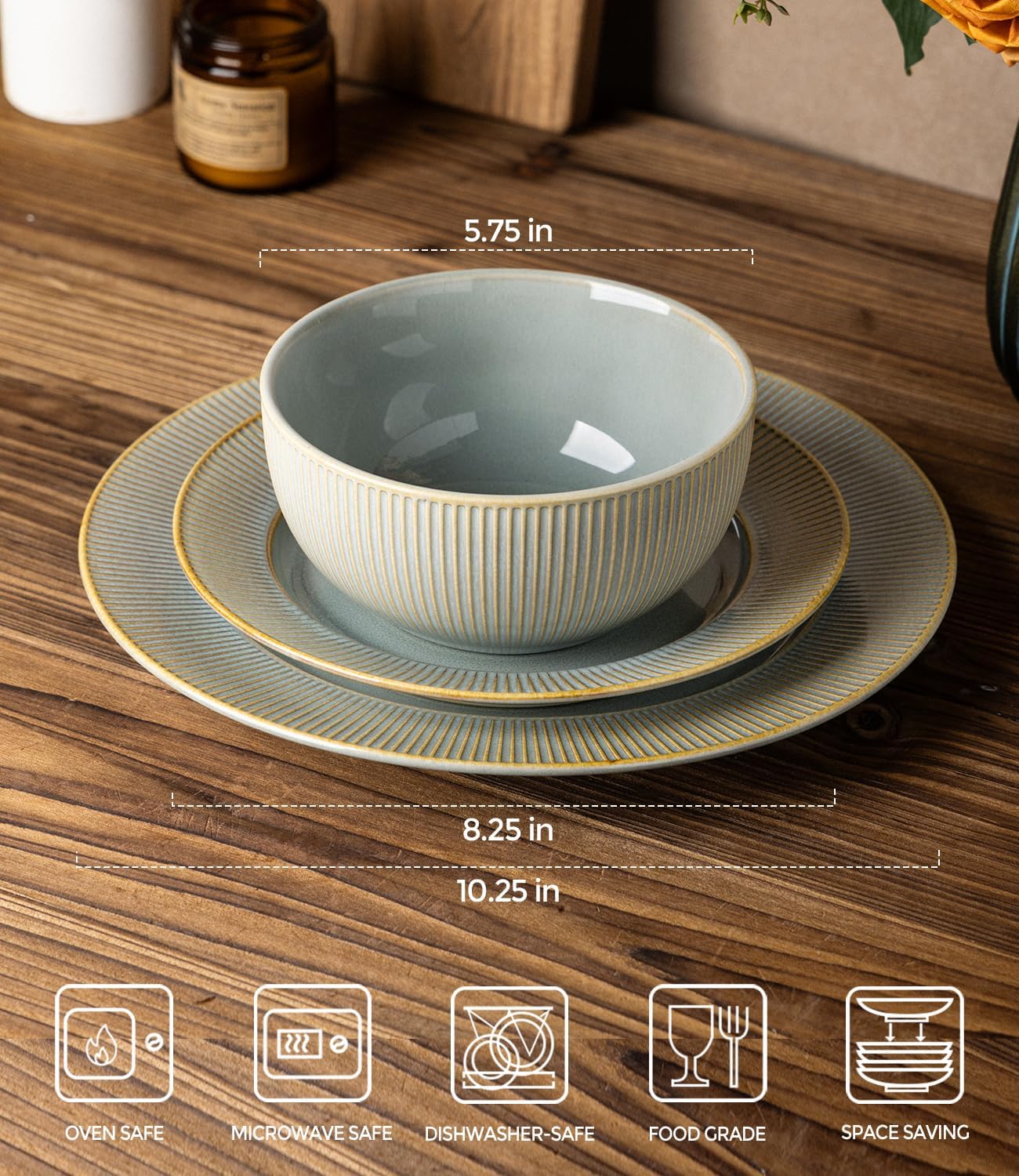TheTerra 409  Dinnerware Sets for 4,Desert Sage