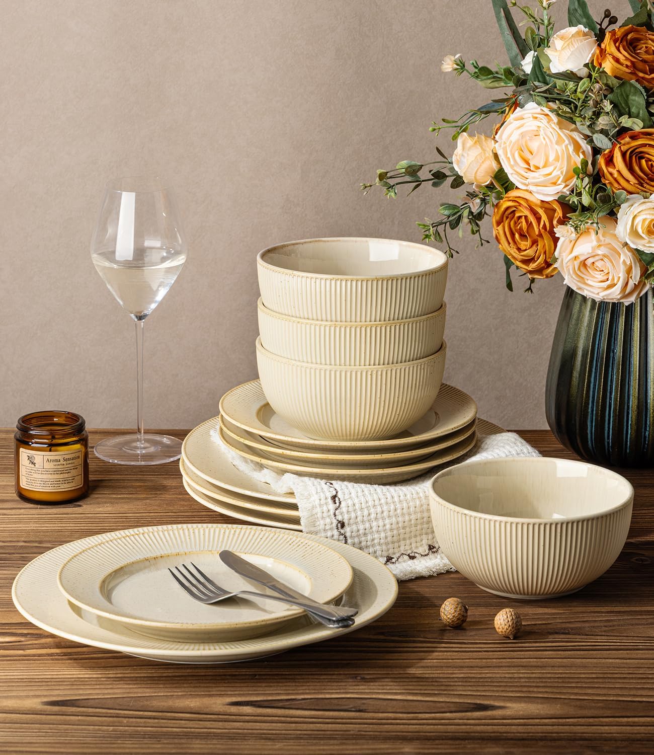 TheTerra 409  Dinnerware Sets for 4,Cappuccino