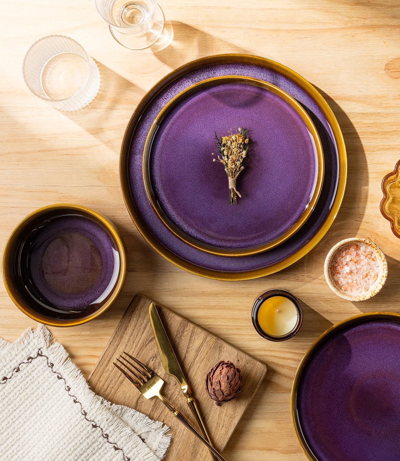 TheTerra 407  Dinnerware Sets for 4,Amber Amethyst