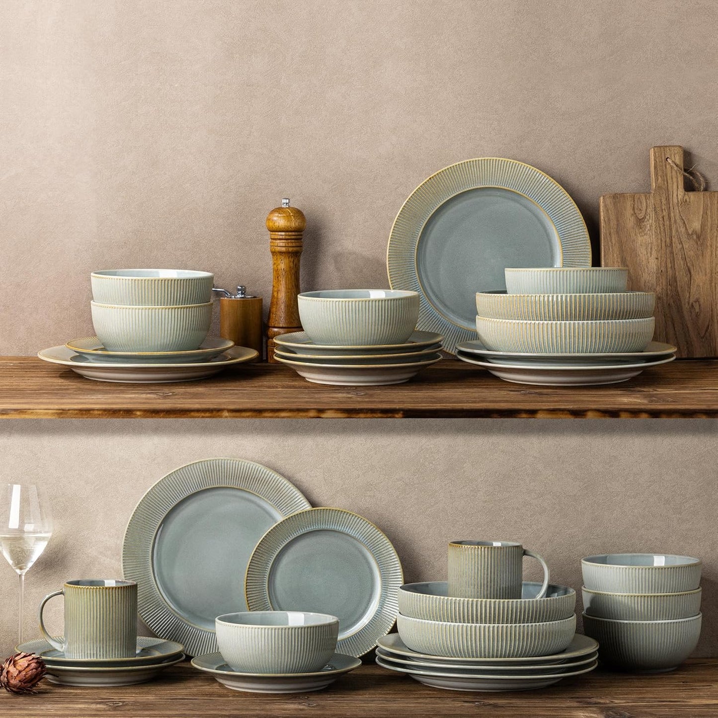 TheTerra 409  Dinnerware Sets for 4,Desert Sage